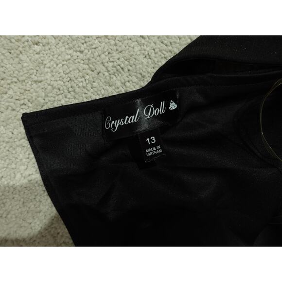 Crystal Doll Womens Glitter Jumpsuit Sleeveless V-Neck Back Zip Black Size 13 - Picture 5 of 7